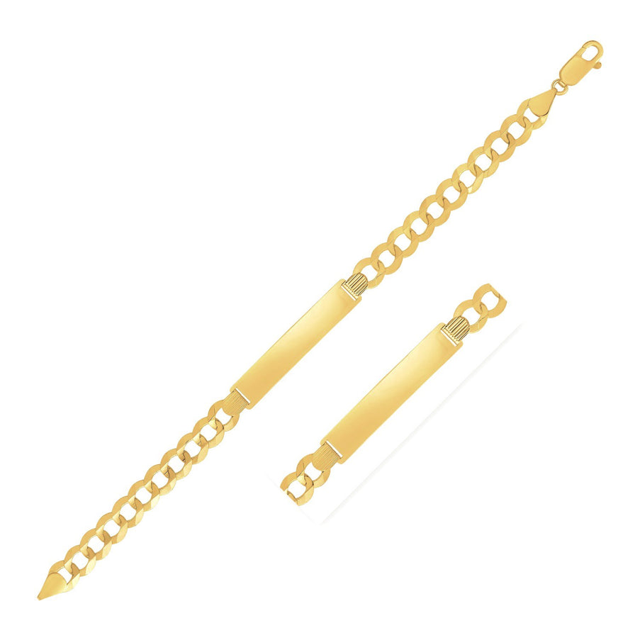 14k Yellow Gold 8 1/2 inch Mens Narrow Curb Chain ID Bracelet