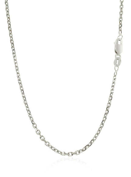 18k White Gold Diamond Cut Cable Link Chain (1.90 mm)