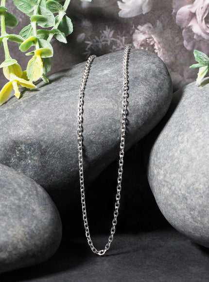 18k White Gold Diamond Cut Cable Link Chain (1.90 mm)