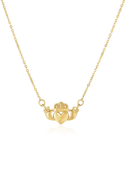 14k Yellow Gold Pendant with Claddagh Symbol