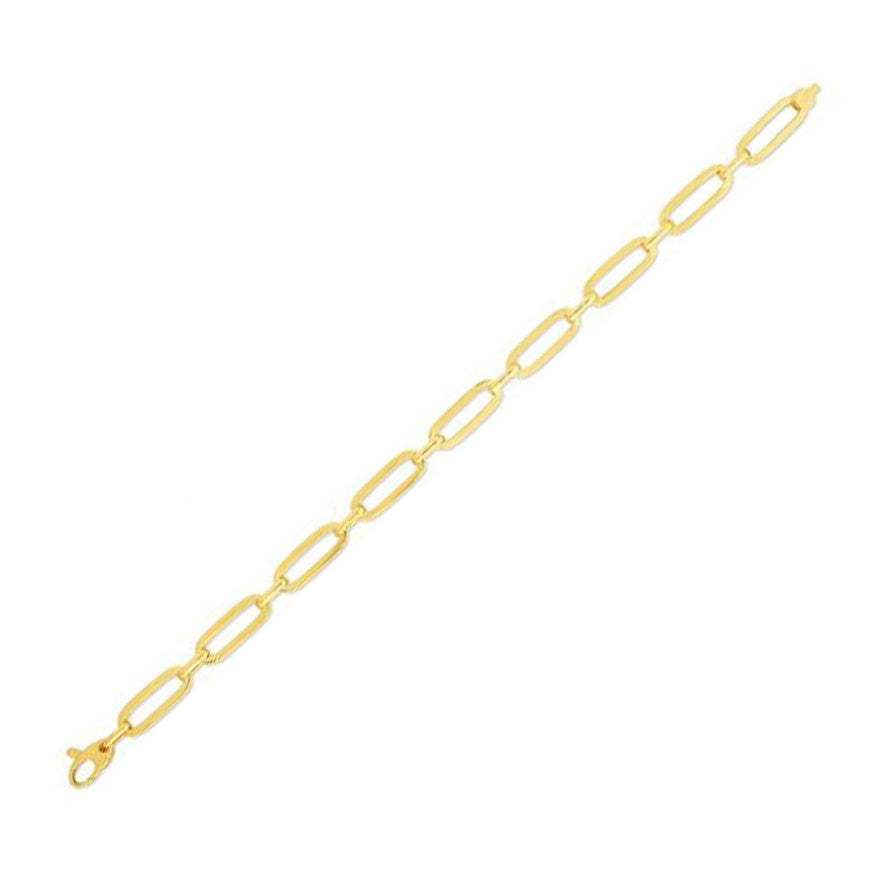 14k Yellow Gold 7 1/4 inch Bombay Paperclip Chain Bracelet - Ellie Belle