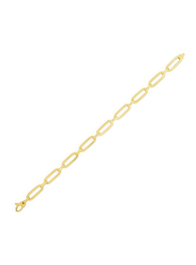 14k Yellow Gold 7 1/4 inch Bombay Paperclip Chain Bracelet - Ellie Belle