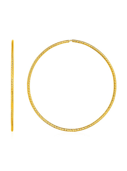 Textured Endless Hoop Earrings in 14k Yellow Gold