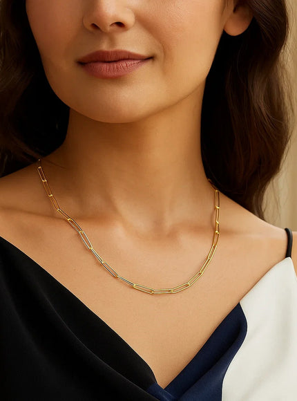 14k Yellow Gold Wire Paperclip Chain (2.7mm)