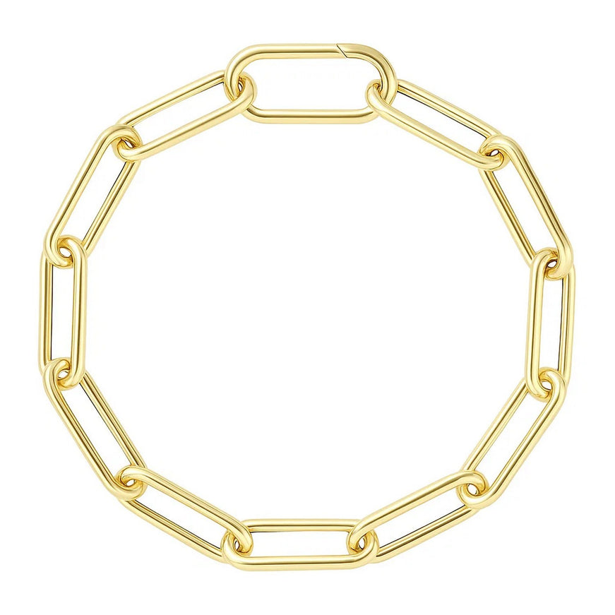 14k Yellow Gold Lite Round Wire Paperclip Bracelet (8.5mm)