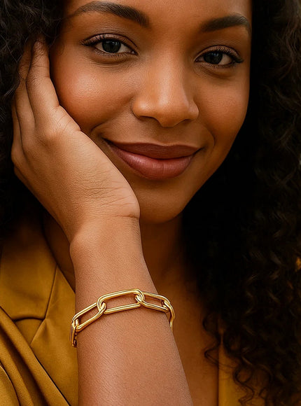 14k Yellow Gold Lite Round Wire Paperclip Bracelet (8.5mm)