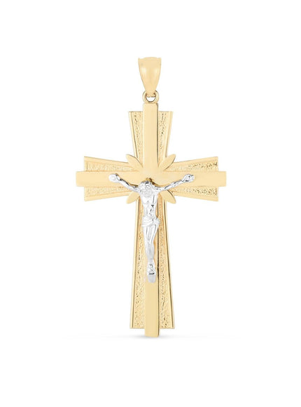 14k Two Tone Gold High Polish Diamond Cut Cross Pendant - Ellie Belle