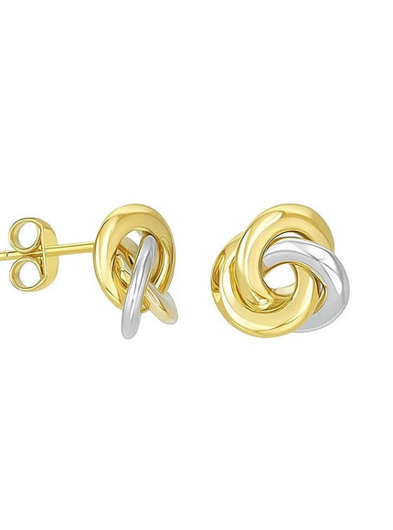 14k Two-Tone Gold Shiny Intertwined Love-Knot Earrings