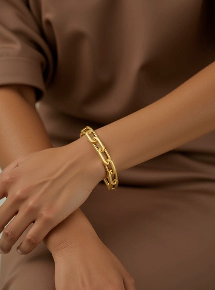 14k Yellow Gold 8 inch Extra Wide Paperclip Chain Bracelet