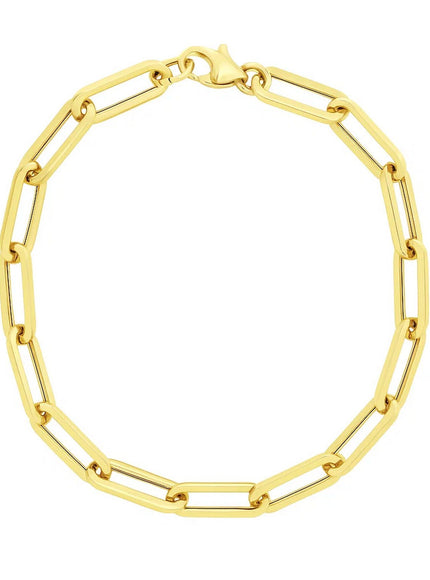 14k Yellow Gold 8 inch Extra Wide Paperclip Chain Bracelet
