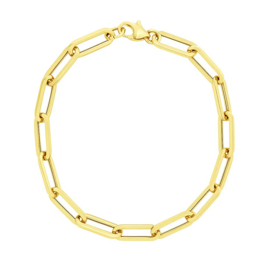 14k Yellow Gold 8 inch Extra Wide Paperclip Chain Bracelet