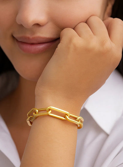 14k Yellow Gold 8 inch Extra Wide Paperclip Chain Bracelet