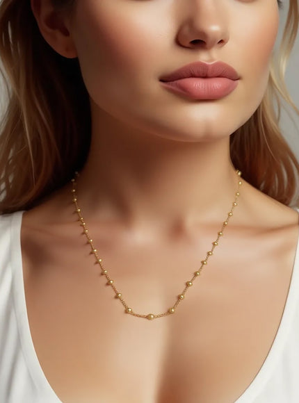 Layering Saturn Bead Necklace in 14K Yellow Gold