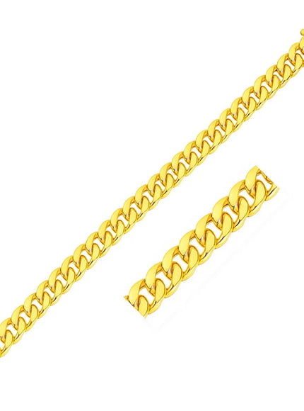7.0mm 14k Yellow Gold Classic Miami Cuban Solid Bracelet