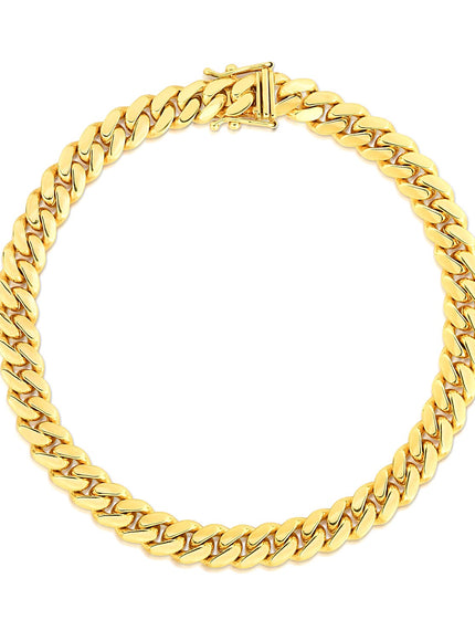 7.0mm 14k Yellow Gold Classic Miami Cuban Solid Bracelet