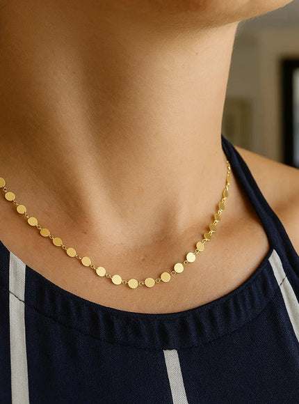 14k Yellow Gold Necklace with Polished Circles