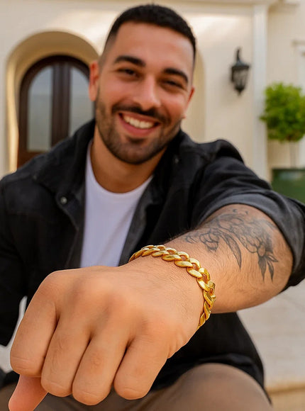 14k Yellow Gold Solid Curb Bracelet 12.18mm