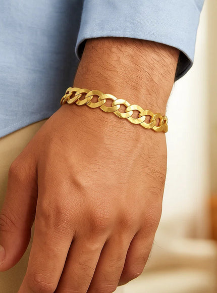 14k Yellow Gold Solid Curb Bracelet 12.18mm