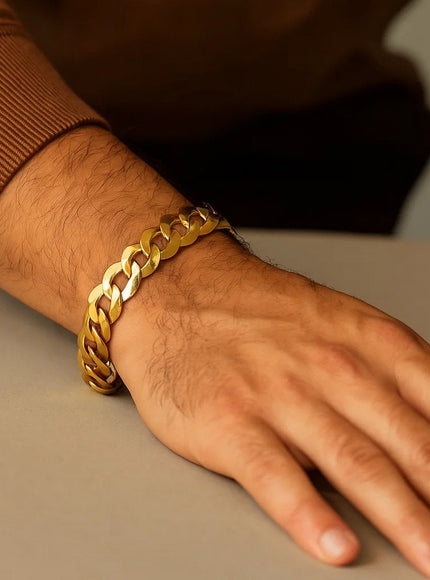 14k Yellow Gold Solid Curb Bracelet 12.18mm