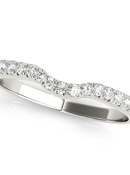 14k White Gold Pave Set Curved Diamond Wedding Band (1/5 cttw)