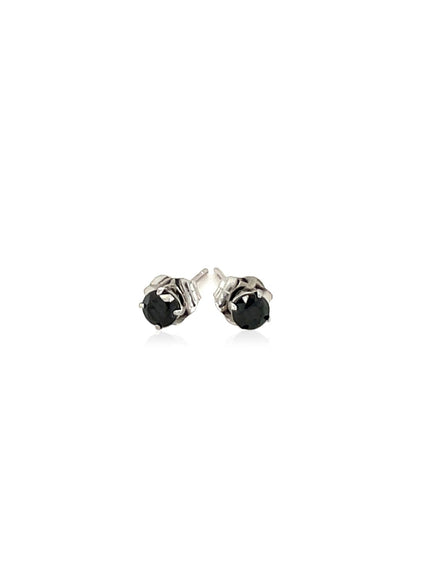 14k White Gold Black 3mm Faceted Cubic Zirconia Stud Earrings