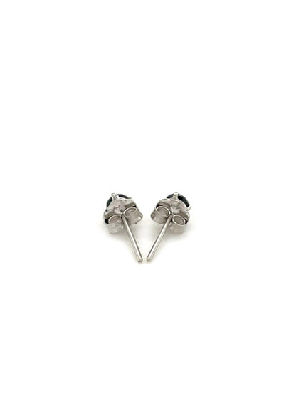 14k White Gold Black 3mm Faceted Cubic Zirconia Stud Earrings