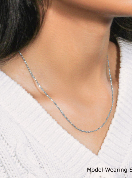 18k White Gold Diamond Cut Cable Link Chain 1.1mm