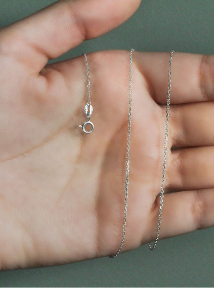 18k White Gold Diamond Cut Cable Link Chain 1.1mm