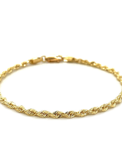 2.75mm 10k Yellow Gold Solid Diamond Cut Rope Bracelet