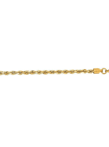 2.75mm 10k Yellow Gold Solid Diamond Cut Rope Bracelet