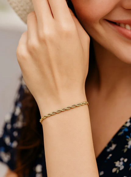 2.75mm 10k Yellow Gold Solid Diamond Cut Rope Bracelet