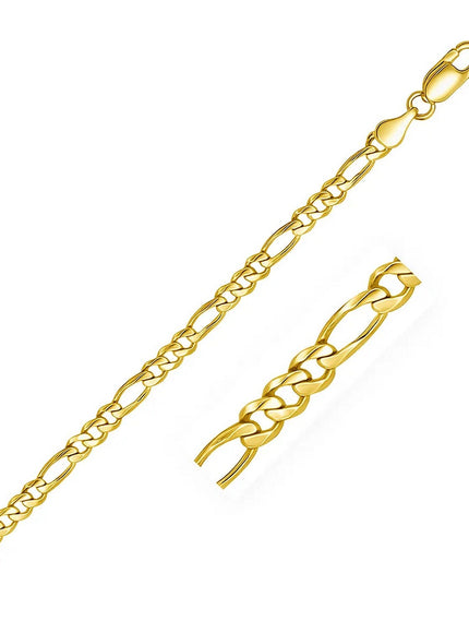 3.7mm 10k Yellow Gold Link Figaro Bracelet