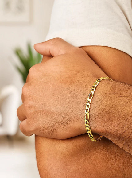3.7mm 10k Yellow Gold Link Figaro Bracelet