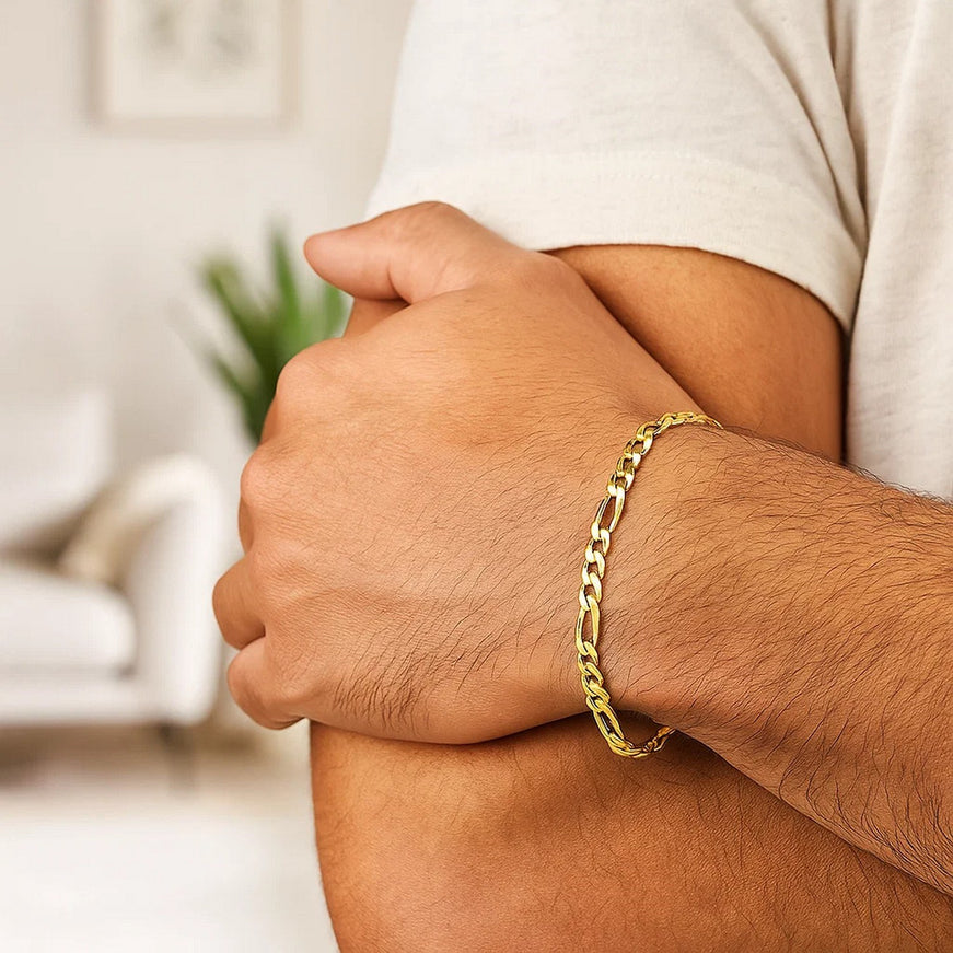 3.7mm 10k Yellow Gold Link Figaro Bracelet