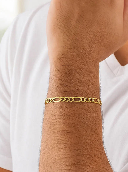 3.7mm 10k Yellow Gold Link Figaro Bracelet