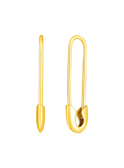 14k Yellow Gold Safety Pin Earrings