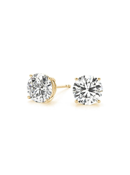 3 cttw Certified IGI Lab Grown Round Diamond Stud Earrings 14k Yellow Gold (G/VS2)