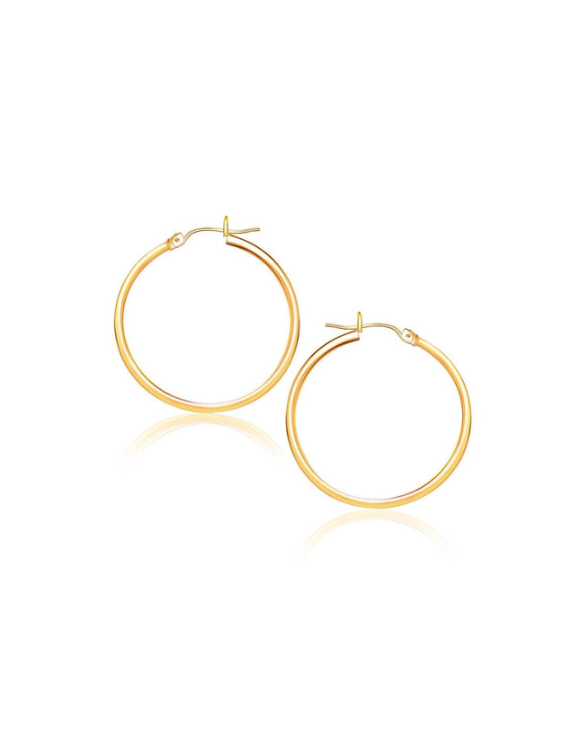 10k Yellow Gold Polished Hoop Earrings (40 mm) - Ellie Belle