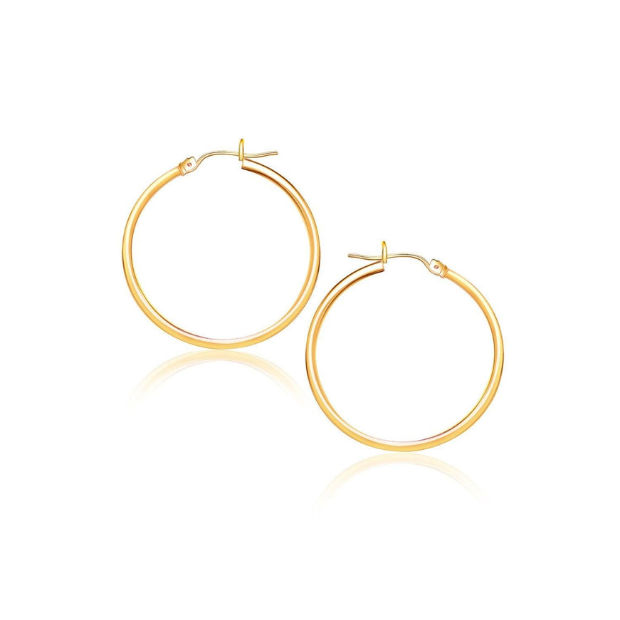 10k Yellow Gold Polished Hoop Earrings (40 mm) - Ellie Belle