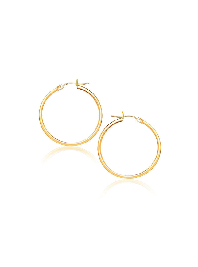10k Yellow Gold Polished Hoop Earrings (40 mm) - Ellie Belle