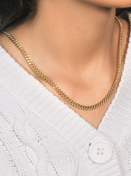 4.5mm 14k Yellow Gold Semi Solid Miami Cuban Chain