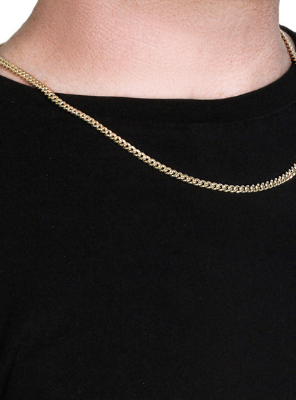 4.5mm 14k Yellow Gold Semi Solid Miami Cuban Chain