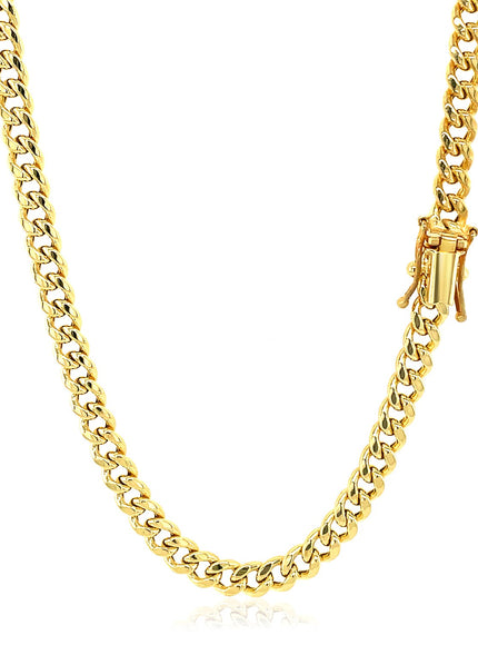 4.5mm 14k Yellow Gold Semi Solid Miami Cuban Chain