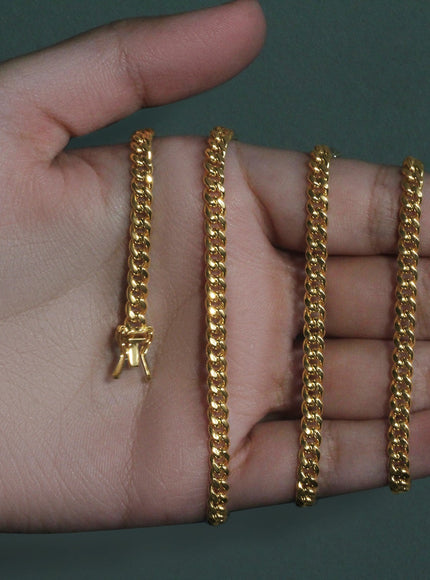 4.5mm 14k Yellow Gold Semi Solid Miami Cuban Chain
