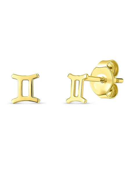 14K Yellow Gold Gemini Stud Earrings