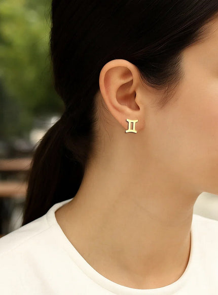 14K Yellow Gold Gemini Stud Earrings