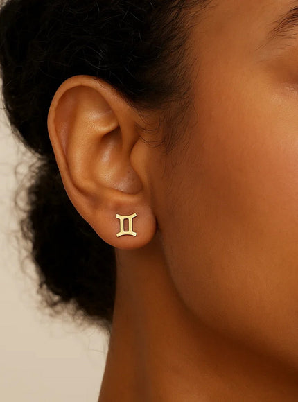 14K Yellow Gold Gemini Stud Earrings