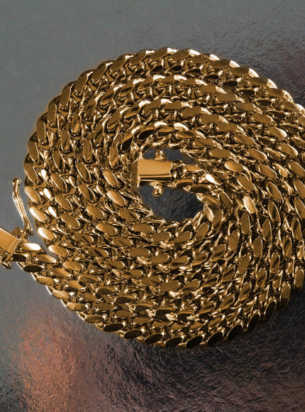 6.0mm 14k Yellow Gold Classic Miami Cuban Solid Chain