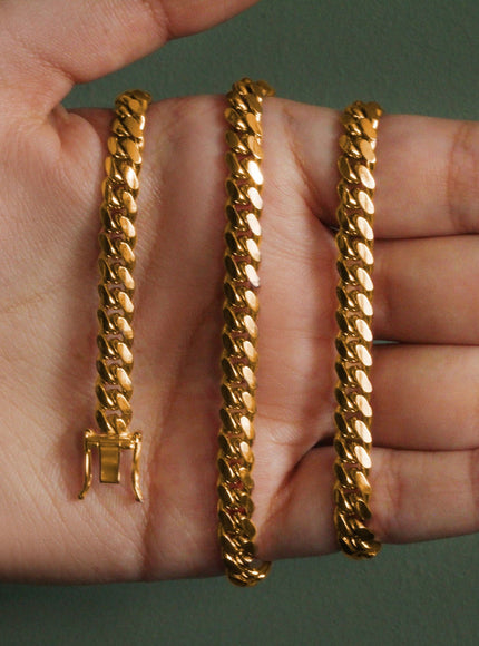 6.0mm 14k Yellow Gold Classic Miami Cuban Solid Chain