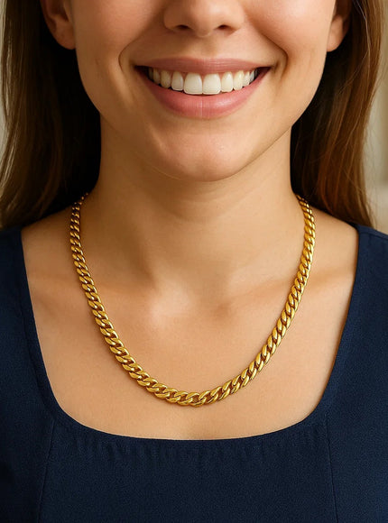 6.0mm 14k Yellow Gold Classic Miami Cuban Solid Chain